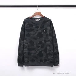 Hypeyourbeast Clothes BAPE Classic Ape Head Embroidered Camouflage Long Sleeve Shirt 'GREY'