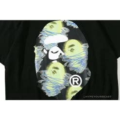 Hypeyourbeast Clothes BAPE Green Ape Head Blue Storm Tee Shirt 'BLACK'
