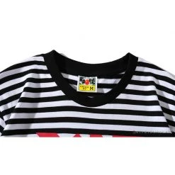 Hypeyourbeast BAPE Baby Milo Rock Bass Player Striped Tee Shirt 'BLACK' Clothes