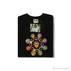 Hypeyourbeast BAPE Baby Milo Ring Colorful Kaleidoscope Tee Shirt 'BLACK' Clothes