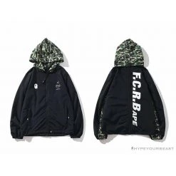 Hypeyourbeast BAPE X FCRB Joint Double Zip Camouflage Hoodie 'BLACK' Clothes
