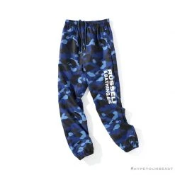 Hypeyourbeast Clothes BAPE X RUSSELL ATHLETIC Drawstring Camouflage Pants 'BLUE'