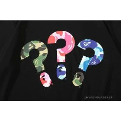 Hypeyourbeast Clothes BAPE Camouflage Three-Color Question Mark Tee Shirt 'BLACK'
