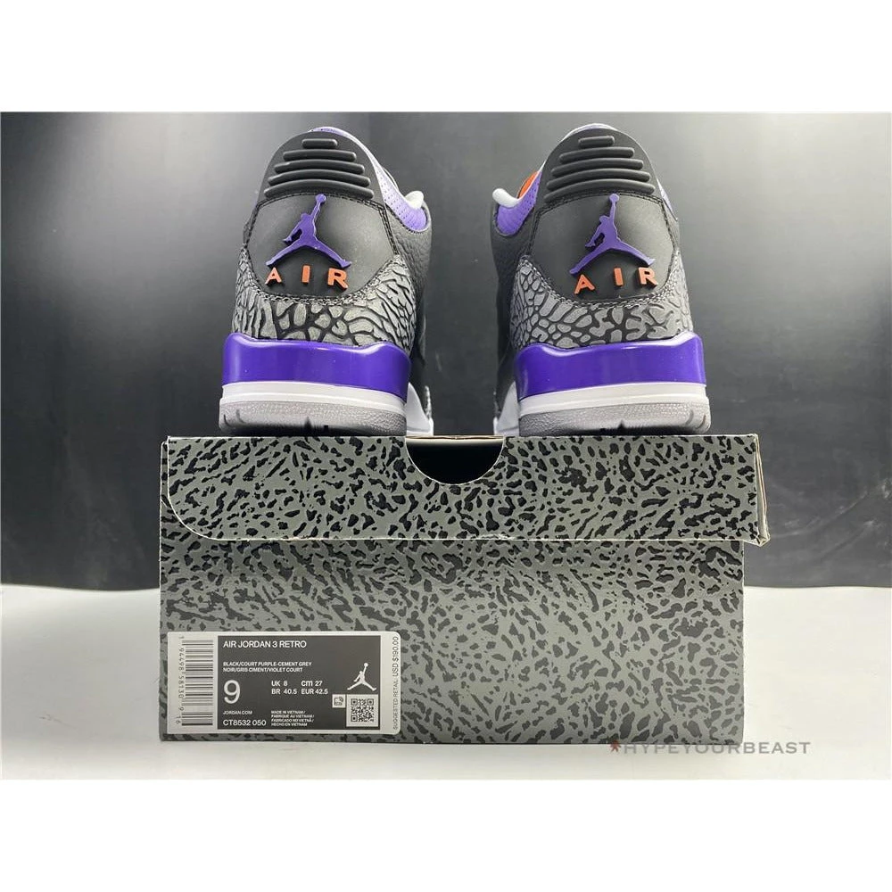 Hypeyourbeast Air Jordan 3 'Court Purple Black Cement' 9 Hypeyourbeast Air Jordan 3 'Court Purple Black Cement'