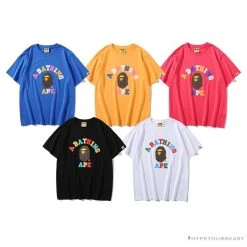 Hypeyourbeast Clothes BAPE Little Ape Head Colorful Classic Tee Shirt 'WHITE'