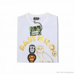 Hypeyourbeast BAPE Baby Milo Owl Bronzing Tee Shirt 'WHITE' Clothes