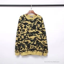 Hypeyourbeast BAPE Classic Ape Head Embroidered Camouflage Long Sleeve Shirt 'YELLOW'