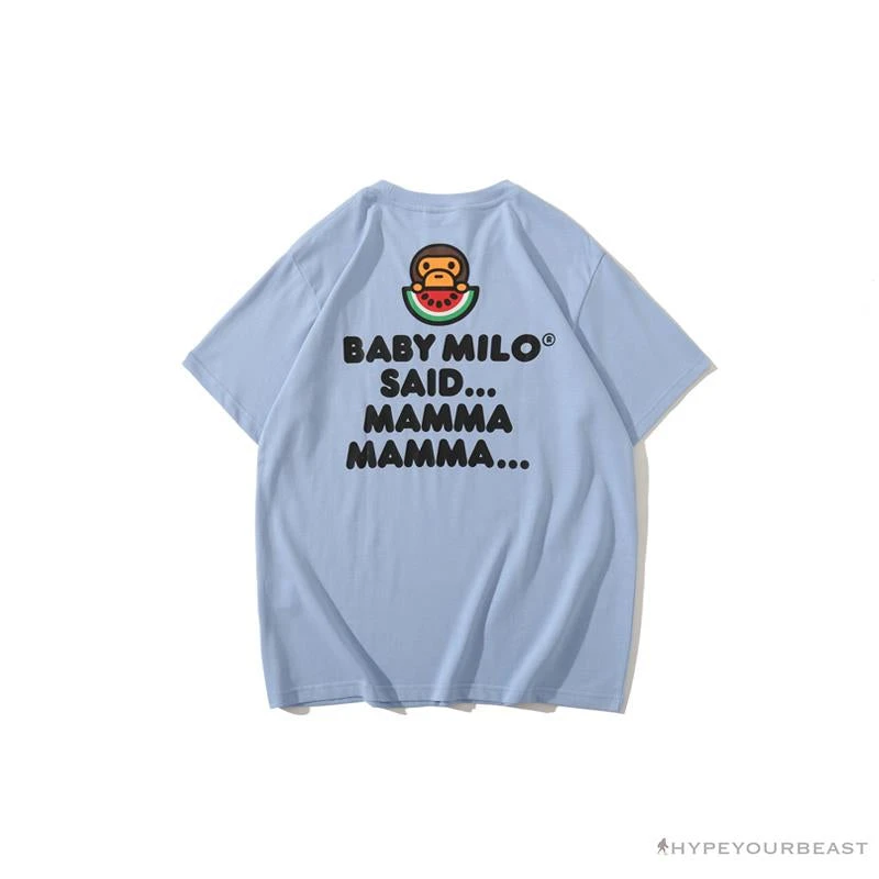 Hypeyourbeast Clothes BAPE Baby Milo Watermelon Little Monkey Tee Shirt 'BLUE' 2 Hypeyourbeast Clothes BAPE Baby Milo Watermelon Little Monkey Tee Shirt 'BLUE'