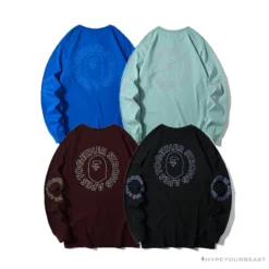 Hypeyourbeast Clothes BAPE APES TOGETHER English Alphabet Ape Head Long Sleeve Shirt 'BLACK'