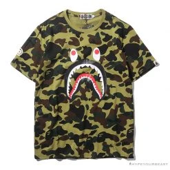 Hypeyourbeast BAPE Camouflage Shark Head Classic Cotton Short Sleeve Tee Shirt 'GREEN' Clothes