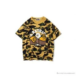 Hypeyourbeast Clothes BAPE KIDS Elbow Hug Gorilla Camouflage Tee Shirt 'YELLOW'