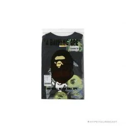 Hypeyourbeast Clothes BAPE Green Ape Head Blue Storm Tee Shirt 'BLACK'