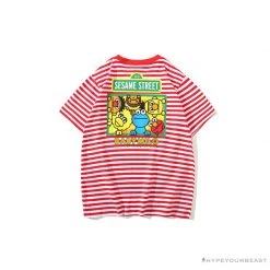 Hypeyourbeast BAPE Baby Milo Sesame Street Striped Tee Shirt 'RED'