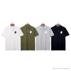 Hypeyourbeast Clothes BAPE Classic Ape Head Print Versatile Polo Shirt 'WHITE'