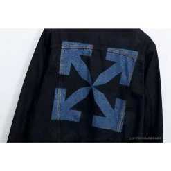 Hypeyourbeast OFF-WHITE Autumn And Winter New ️Back Blue Arrow Wash Denim Jacket Hoodies & Jackets