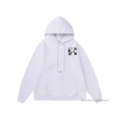 HypeYourBeast Off White Hoodie Jabba Flower - White Hoodies & Jackets