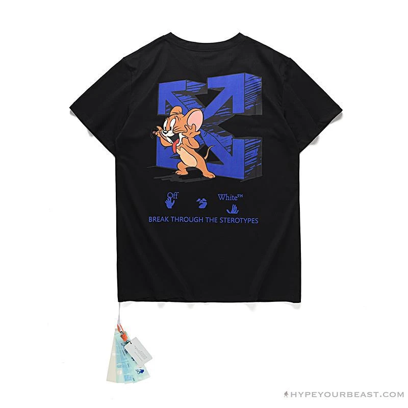 Hypeyourbeast T-Shirts OFF-WHITE Classic Animated Tom And Jerry Arrow Tee Shirt 'BLACK' 2 Hypeyourbeast T-Shirts OFF-WHITE Classic Animated Tom And Jerry Arrow Tee Shirt 'BLACK'