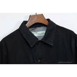 Hypeyourbeast OFF-WHITE Autumn And Winter New ️Back Blue Arrow Wash Denim Jacket Hoodies & Jackets