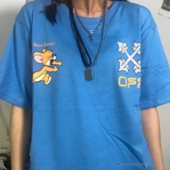 Hypeyourbeast OFF-WHITE Jerry Move Faster Tee Shirt 'BLUE' 41 Hypeyourbeast OFF-WHITE Jerry Move Faster Tee Shirt 'BLUE'