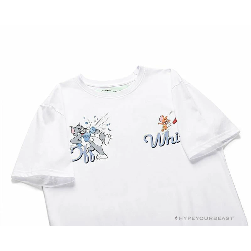 Hypeyourbeast OFF-WHITE Summer Tom And Jerry Print Tee Shirt 'WHITE' T-Shirts 3 Hypeyourbeast OFF-WHITE Summer Tom And Jerry Print Tee Shirt 'WHITE' T-Shirts