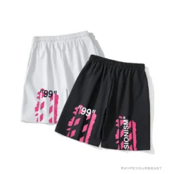 Hypeyourbeast OFF-WHITE 99 X Pink Arrow Shorts 'WHITE' Pants 26 Hypeyourbeast OFF-WHITE 99 X Pink Arrow Shorts 'WHITE' Pants