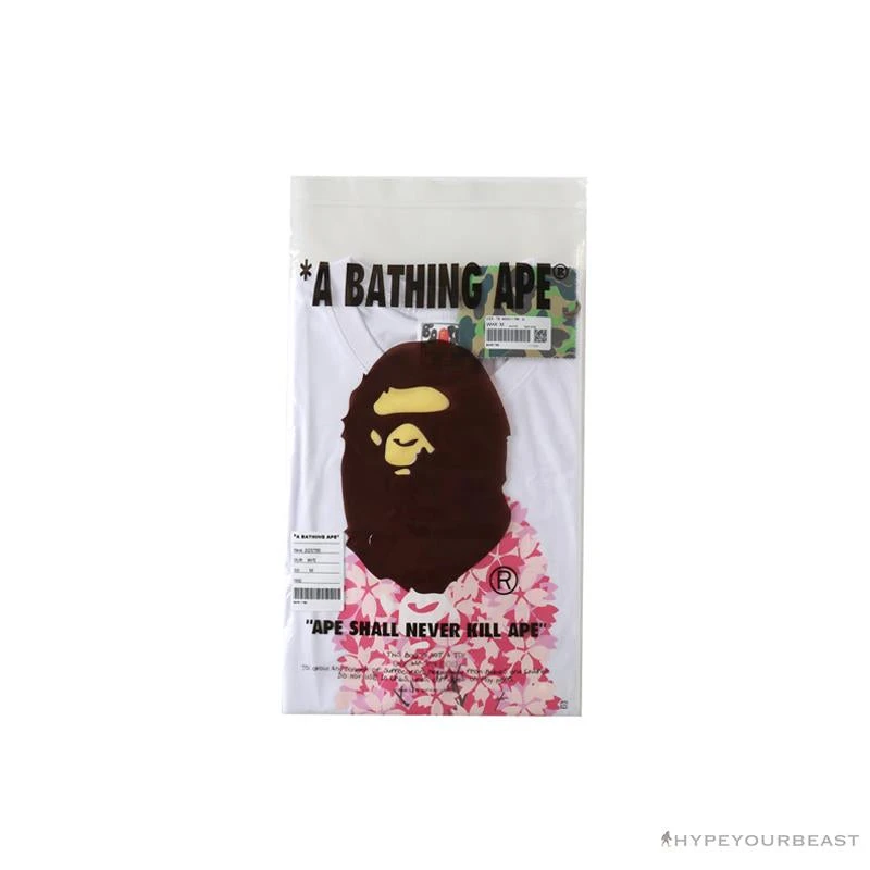 Hypeyourbeast BAPE Japan Limited Edition Pink Cherry Tree Tee Shirt 'WHITE' 4 Hypeyourbeast BAPE Japan Limited Edition Pink Cherry Tree Tee Shirt 'WHITE'
