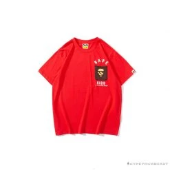 Hypeyourbeast BAPE KIDS Small Net Pocket Ape Man Head Tee Shirt 'RED' Clothes
