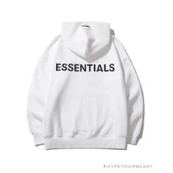 HypeYourBeast FOG Hoodie Reflective ‘ESSENTIALS’ White Hoodies & Jackets