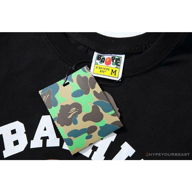 Hypeyourbeast BAPE Classic Basic Ape Man Head English LOGO Tee Shirt 'BLACK' Clothes 7 Hypeyourbeast BAPE Classic Basic Ape Man Head English LOGO Tee Shirt 'BLACK' Clothes