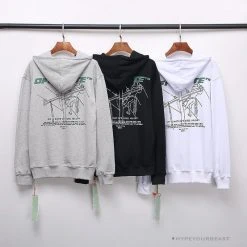Hypeyourbeast Hoodies & Jackets OFF-WHITE Hand-Painted Utility Pole Worker Hoodie 'GREY'