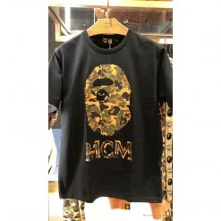 Hypeyourbeast BAPE X MCM Camouflage Ape Head Tee Shirt 'BLACK'