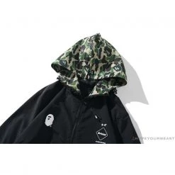 Hypeyourbeast BAPE X FCRB Joint Double Zip Camouflage Hoodie 'BLACK' Clothes