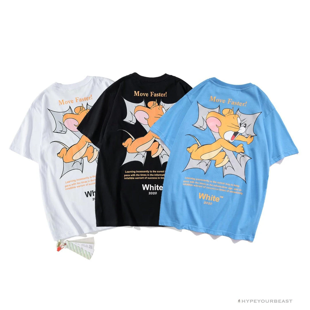 Hypeyourbeast OFF-WHITE Jerry Move Faster Tee Shirt 'BLUE' 22 Hypeyourbeast OFF-WHITE Jerry Move Faster Tee Shirt 'BLUE'