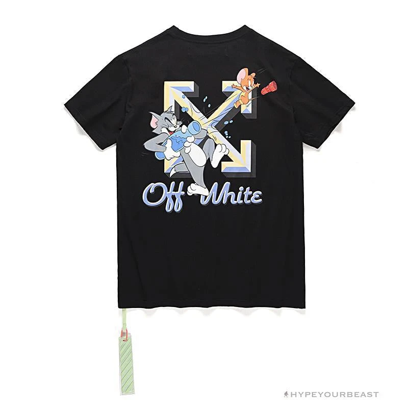 Hypeyourbeast OFF-WHITE Summer Tom And Jerry Print Tee Shirt 'BLACK' T-Shirts 2 Hypeyourbeast OFF-WHITE Summer Tom And Jerry Print Tee Shirt 'BLACK' T-Shirts