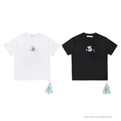 Hypeyourbeast OFF-WHITE Spoof Doraemon Arrow Tee Shirt White T-Shirts