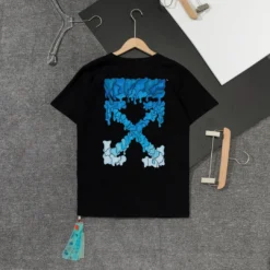 Hypeyourbeast T-Shirts OFF-WHITE Sea Blue Cross Arrow Tee Shirt 'BLACK'