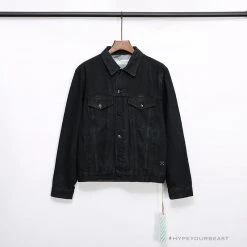 Hypeyourbeast OFF-WHITE Autumn And Winter New ️Back Blue Arrow Wash Denim Jacket Hoodies & Jackets