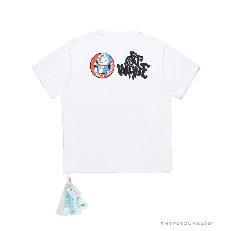 Hypeyourbeast OFF-WHITE Graffiti Letter Doraemon Tee Shirt 'WHITE' 2 Hypeyourbeast OFF-WHITE Graffiti Letter Doraemon Tee Shirt 'WHITE'
