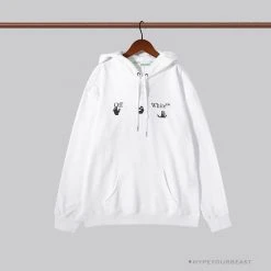 Hypeyourbeast OFF-WHITE Green Arrow Hoodie 'WHITE'