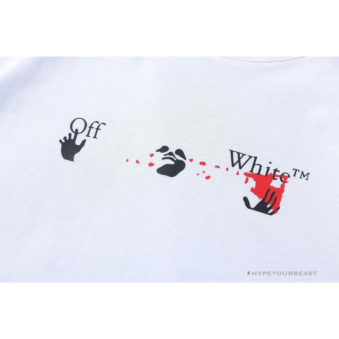 Hypeyourbeast OFF-WHITE Acrylic Hand-Painted Graffiti Pattern Tee Shirt 'WHITE' 4 Hypeyourbeast OFF-WHITE Acrylic Hand-Painted Graffiti Pattern Tee Shirt 'WHITE'