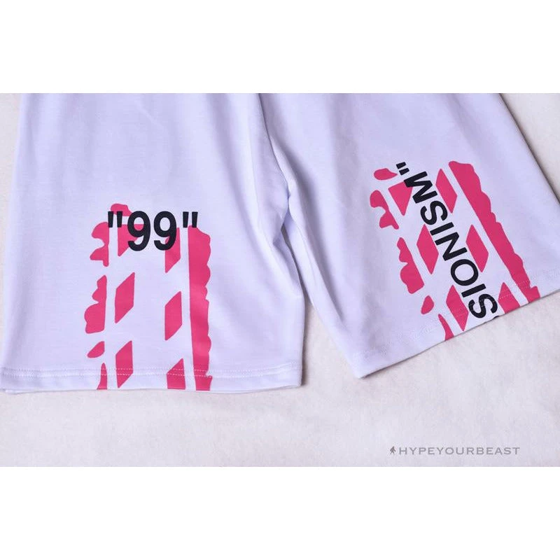 Hypeyourbeast OFF-WHITE 99 X Pink Arrow Shorts 'WHITE' Pants 6 Hypeyourbeast OFF-WHITE 99 X Pink Arrow Shorts 'WHITE' Pants