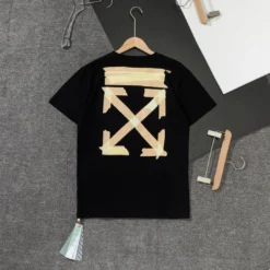Hypeyourbeast T-Shirts OFF-WHITE Classic Cross Yellow Arrow Tape Tee Shirt 'BLACK'