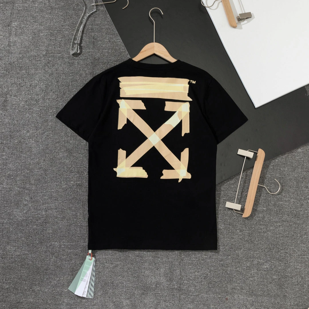 Hypeyourbeast T-Shirts OFF-WHITE Classic Cross Yellow Arrow Tape Tee Shirt 'BLACK' 2 Hypeyourbeast T-Shirts OFF-WHITE Classic Cross Yellow Arrow Tape Tee Shirt 'BLACK'