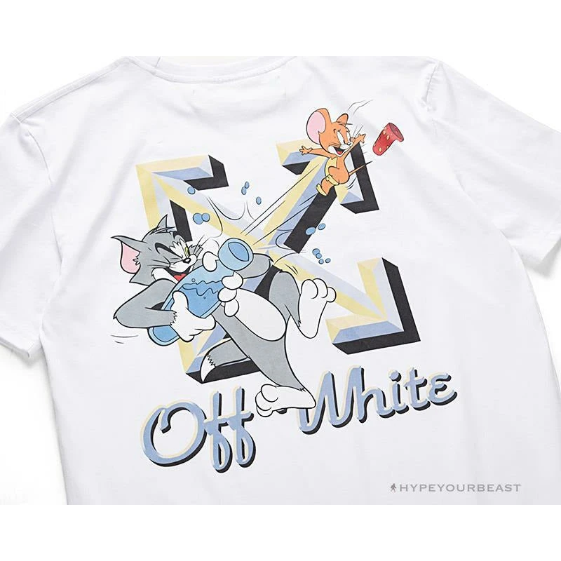 Hypeyourbeast OFF-WHITE Summer Tom And Jerry Print Tee Shirt 'WHITE' T-Shirts 8 Hypeyourbeast OFF-WHITE Summer Tom And Jerry Print Tee Shirt 'WHITE' T-Shirts