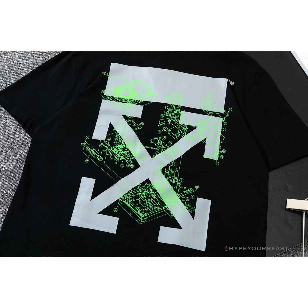 Hypeyourbeast T-Shirts OFF-WHITE Mechanical Style 'BLACK' Tee Shirt 6 Hypeyourbeast T-Shirts OFF-WHITE Mechanical Style 'BLACK' Tee Shirt