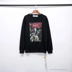 Hypeyourbeast OFF-WHITE New Madonna Painting Cotton Terry Long Sleeve Shirt 'BLACK' Shirts
