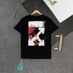 Hypeyourbeast Sales Shop 29 Hypeyourbeast T-Shirts OFF-WHITE Acrylic Hand-Painted Graffiti Pattern Tee Shirt 'BLACK'