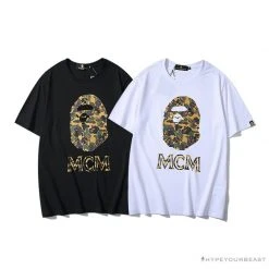 Hypeyourbeast BAPE X MCM Camouflage Ape Head Tee Shirt 'BLACK'