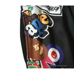 Hypeyourbeast BAPE Badge LOGO Sticker Style Stitching Pants