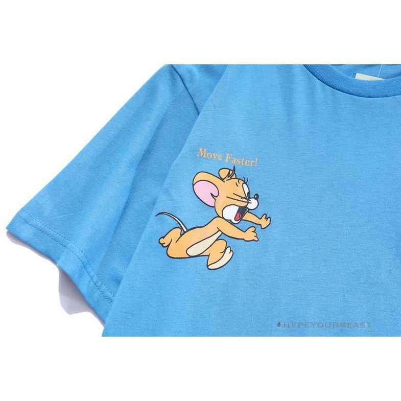 Hypeyourbeast OFF-WHITE Jerry Move Faster Tee Shirt 'BLUE' 4 Hypeyourbeast OFF-WHITE Jerry Move Faster Tee Shirt 'BLUE'